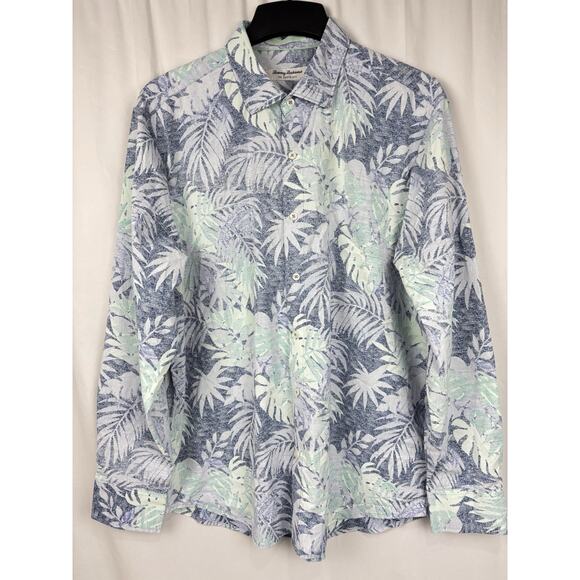 Tommy Bahama Siesta Key Shirt Men’s Large Tropical Leaf Print Long Sleeve - Picture 1 of 7